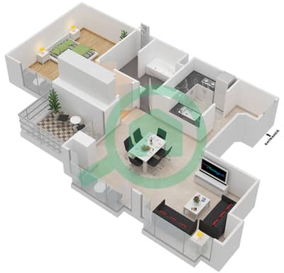 Ramada Downtown Dubai - 1 Bedroom Apartment Suite 05 Floor plan