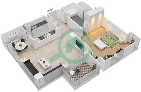 Ramada Downtown Dubai - 1 Bedroom Apartment Suite 03 Floor plan