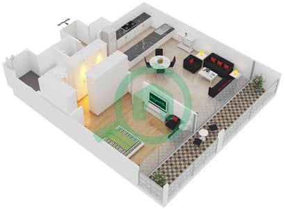 المخططات الطابقية لتصميم النموذج / الوحدة B2/05 شقة 1 غرفة نوم - ذا ستيرلينغ ايست
