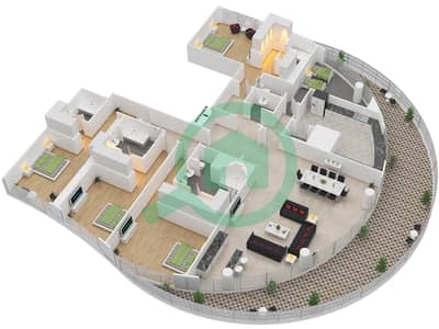 المخططات الطابقية لتصميم النموذج / الوحدة 4B-F/5 شقة 4 غرف نوم - إمبريال أفينيو