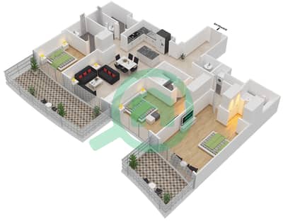 Imperial Avenue - 3 Bedroom Apartment Type/unit 3B-G-L/8 Floor plan