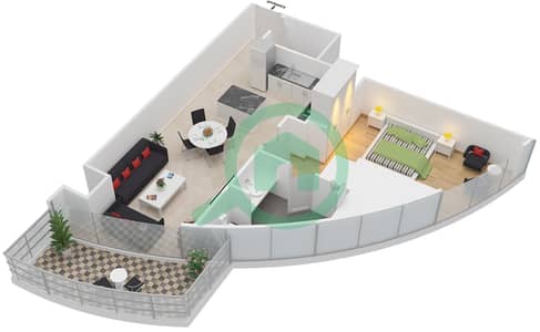 المخططات الطابقية لتصميم النموذج / الوحدة 1B-L/6,12 شقة 1 غرفة نوم - إمبريال أفينيو