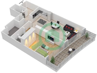 المخططات الطابقية لتصميم النموذج / الوحدة 1B-N/5,8 شقة 1 غرفة نوم - إمبريال أفينيو