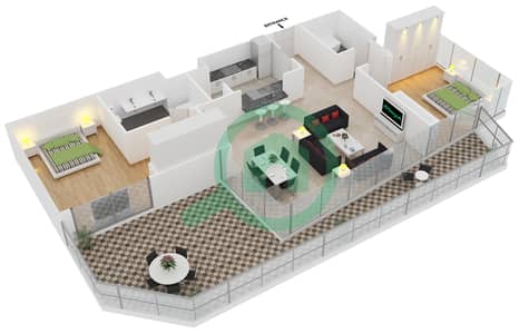 المخططات الطابقية لتصميم التصميم 05 FLOOR 2 شقة 2 غرفة نوم - أبراج ساوث ريدج 5