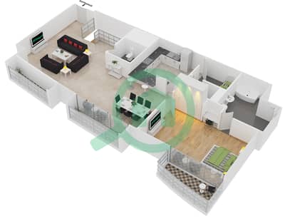 المخططات الطابقية لتصميم النموذج C2 بنتهاوس 3 غرف نوم - كمبينسكي سنترال أفينيو دبي