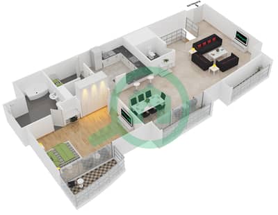 المخططات الطابقية لتصميم النموذج C1 بنتهاوس 3 غرف نوم - كمبينسكي سنترال أفينيو دبي