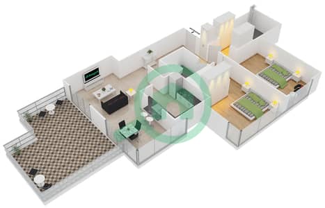 29大道2号塔楼 - 2 卧室公寓套房7 FLOOR 27戶型图