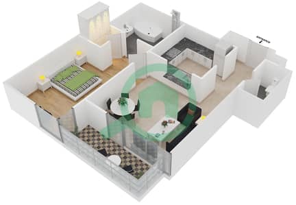 المخططات الطابقية لتصميم التصميم 10 FLOOR 4-5,6-26 شقة 1 غرفة نوم - 29 بوليفارد 2