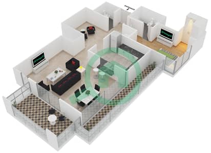 29大道2号塔楼 - 1 卧室公寓套房8 FLOOR 21戶型图