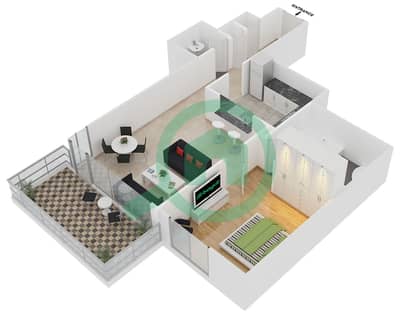 المخططات الطابقية لتصميم التصميم 6 FLOOR 5,6-26 شقة 1 غرفة نوم - 29 بوليفارد 2