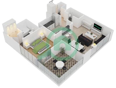 المخططات الطابقية لتصميم التصميم 4 FLOOR 4-5 شقة 1 غرفة نوم - 29 بوليفارد 2