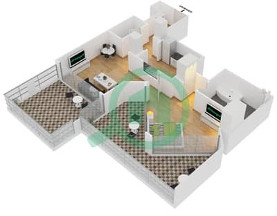 29大道2号塔楼 - 1 卧室公寓套房3 FLOOR 33戶型图