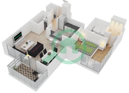 المخططات الطابقية لتصميم التصميم 2 FLOOR 6-32 شقة 1 غرفة نوم - 29 بوليفارد 2