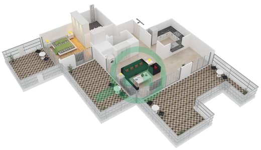 المخططات الطابقية لتصميم التصميم 2 FLOOR 33 شقة 1 غرفة نوم - 29 بوليفارد 2