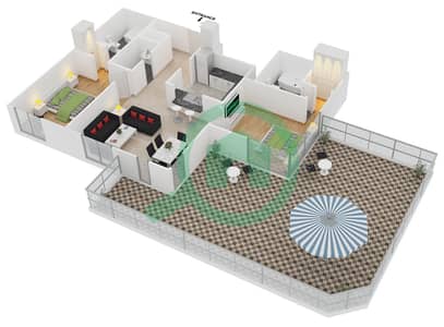 المخططات الطابقية لتصميم التصميم 2 FLOOR 3 شقة 2 غرفة نوم - 29 بوليفارد 2