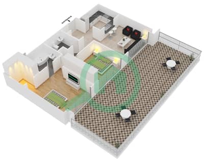 المخططات الطابقية لتصميم التصميم 16 FLOOR 3 شقة 2 غرفة نوم - 29 بوليفارد بوديوم