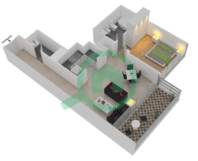 المخططات الطابقية لتصميم النموذج / الوحدة A/1,10 FLOOR 10-19,21-41 شقة 1 غرفة نوم - داون تاون فيوز