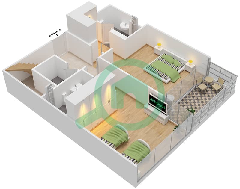 Floor Plans For Type A Duplex Middle Unit 2 Bedroom