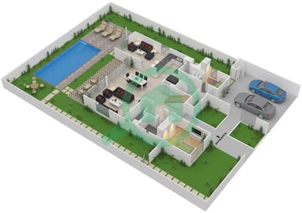 المخططات الطابقية لتصميم النموذج 1 فیلا 5 غرف نوم - جولف لينكس