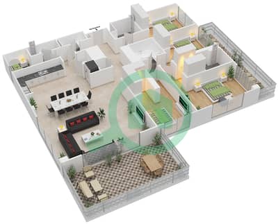 Гольф Вьюс - Апартамент 4 Cпальни планировка Тип 4A