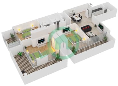 Glitz 2 - 3 Bedroom Apartment Type T07 Floor plan