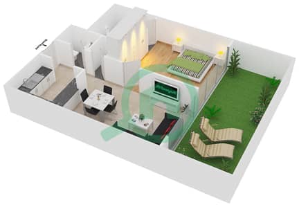 المخططات الطابقية لتصميم النموذج F06 شقة 1 غرفة نوم - جليتز 2