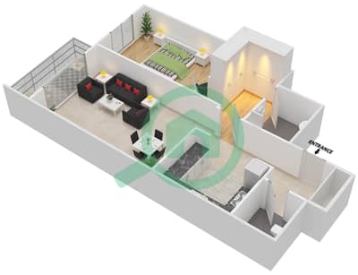 Hub Canal 2 - 1 Bed Apartments Type B Floor plan