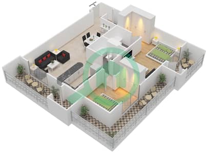 The Diamond - 2 Bedroom Apartment Type D-2 Floor plan