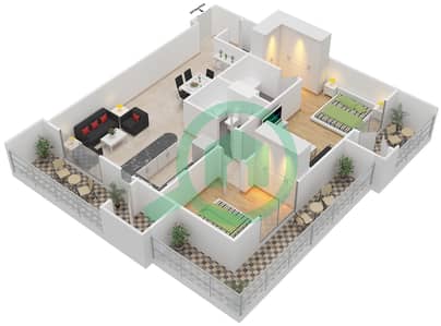 The Diamond - 2 Bed Apartments Type D-2 Floor plan