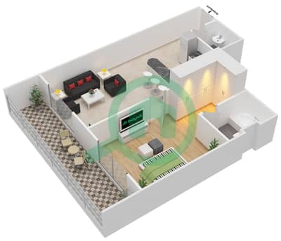 The Diamond - 1 Bedroom Apartment Type A-1 Floor plan