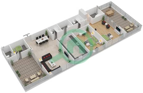 رويال ريزيدنس 2 - 2 غرفة شقق نوع A مخطط الطابق