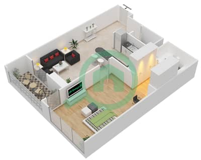 Red Residence - 1 Bedroom Apartment Type 9 Floor plan