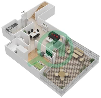 المخططات الطابقية لتصميم النموذج 2 DUPLEX شقة 3 غرف نوم - مساكن جلوبال غولف  2