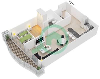 المخططات الطابقية لتصميم الوحدة 5,14 شقة 1 غرفة نوم - إيدن جاردن