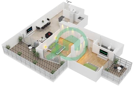 Elite Sports Residence 1 - 2 Bedroom Apartment Type 8 Floor plan
