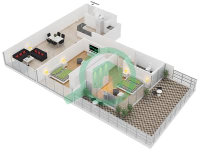 مساكن النخبة 1 - 2 غرفة شقق نوع 6 مخطط الطابق