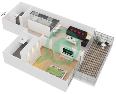 Elite Sports Residence 1 - 1 Bedroom Apartment Type 3 Floor plan