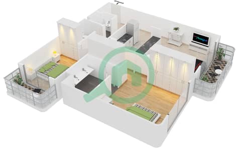 Cricket Tower - 2 Bed Apartments Type A2 Floor plan