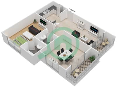 La Vista Residence - 1 Bed Apartments Type G1 Floor plan
