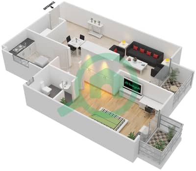 Topaz Residences - 1 Bed Apartments Type Y Floor plan