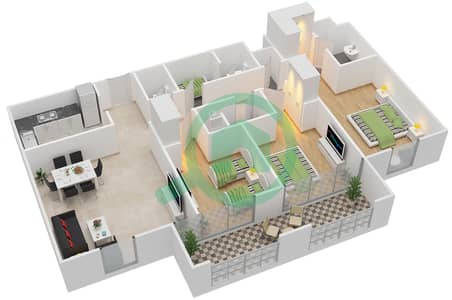 Ruby Residence - 3 Bed Apartments Type/Unit G,H,I/1-10 Floor plan