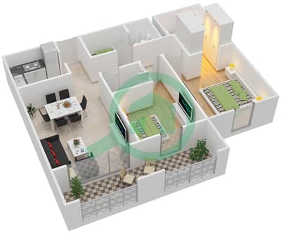 Jade Residence - 2 Bed Apartments Type D Floor plan