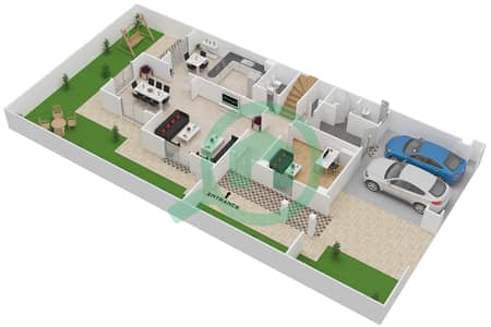 المخططات الطابقية لتصميم النموذج 1 فیلا 3 غرف نوم - فلل السدر
