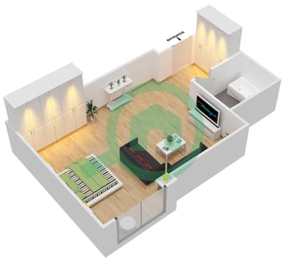 Wyndham Dubai Marina - Studio Apartment Unit 7 FLOOR 1 Floor plan