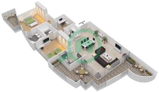 ذا ووترفرونت - 2 غرفة شقق نوع Condominium-4 مخطط الطابق