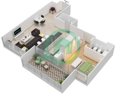 The Jewels - 1 Bed Apartments Type Agate Floor plan