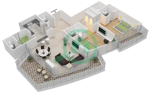 Trident Marinascape Avant Tower - 2 Bedroom Apartment Type A-3 Floor plan