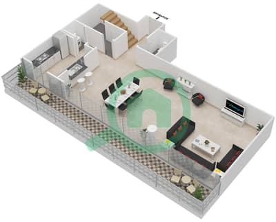 Марина Квейс Север - Пентхаус 2 Cпальни планировка Гарнитур, анфилиада комнат, апартаменты, подходящий 4 FLOOR 9-10