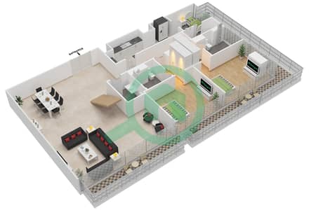 المخططات الطابقية لتصميم النموذج N بنتهاوس 4 غرف نوم - بوابة المارينا 1