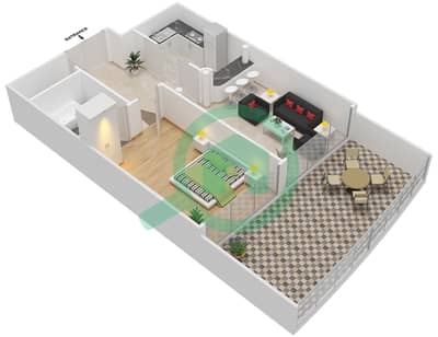 المخططات الطابقية لتصميم النموذج 10 شقة 1 غرفة نوم - دريم تاور 1